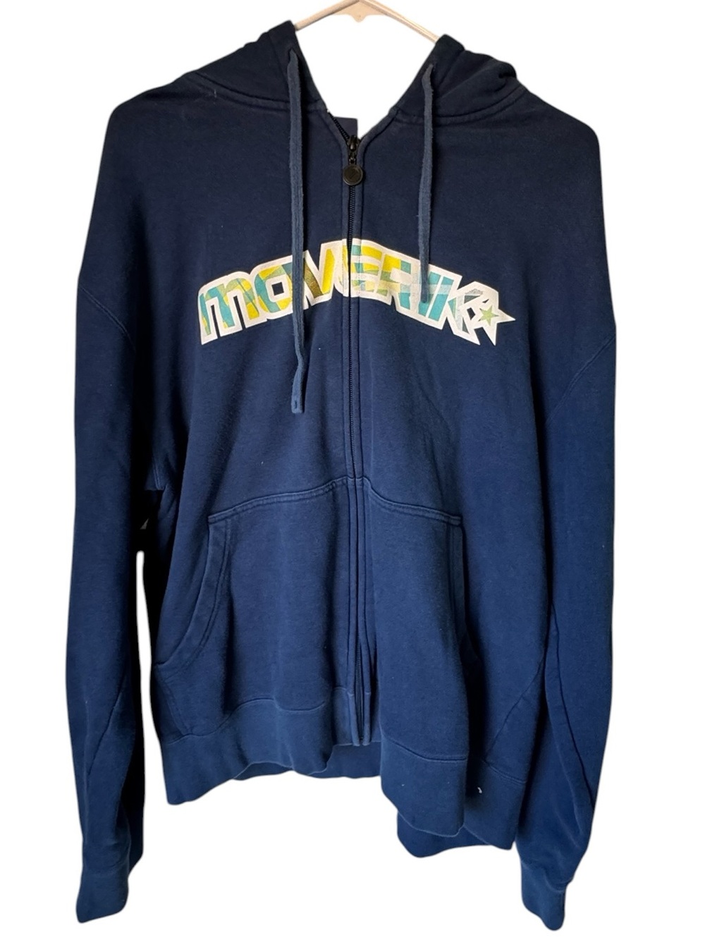 Navy Vintage Maverick Lacrosse  Zip-Up Hoodie with Graphic Logo Men’s L